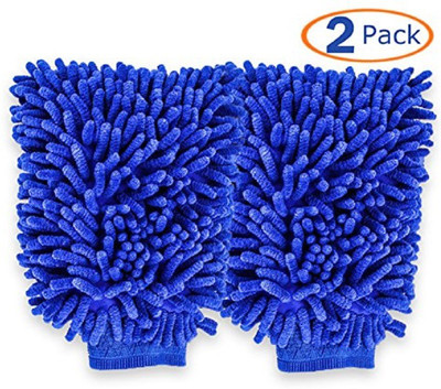 SHA Microfiber Vehicle Washing  Washing Mitt Hand Glove(Pack Of 2, 605 GSM)