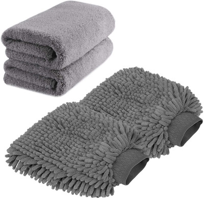 Favoto Microfiber Vehicle Washing  Washing Mitt Hand Glove(Pack Of 4)