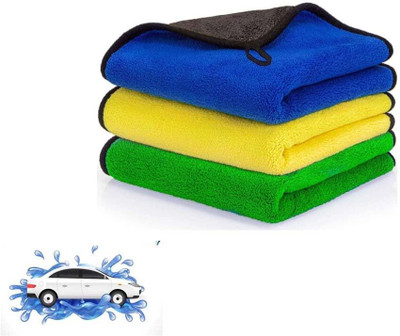 Gentle e kart Microfiber Vehicle Washing  Cloth(Pack Of 3, 500 GSM)