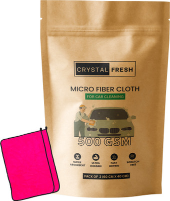 CRYSTALFRESH Microfiber Vehicle Washing  Cloth(Pack Of 2, 500 GSM)