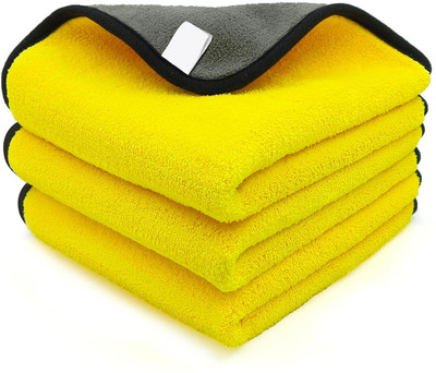 Zenvio Microfiber Vehicle Washing  Cloth(Pack Of 3, 340 GSM)
