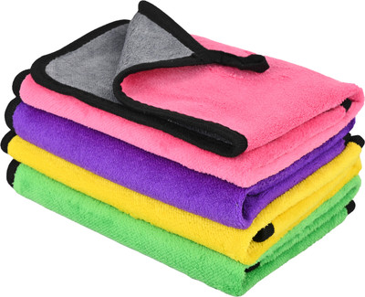 MW PRINTS Microfiber Vehicle Washing  Cloth(Pack Of 4, 500 GSM)
