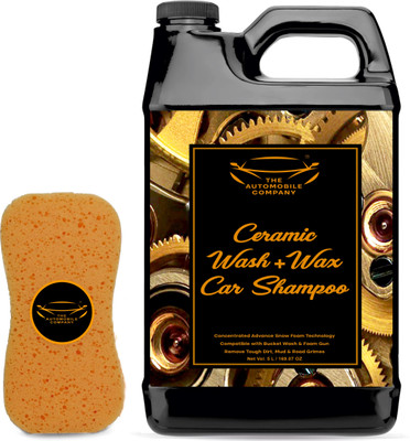 THE AUTOMOBILE COMPANY Ceramic Car Wash Shampoo 5Litre with Sponge for Deep Clean Foam & Scratch-Free Car Washing Liquid(5000 ml)