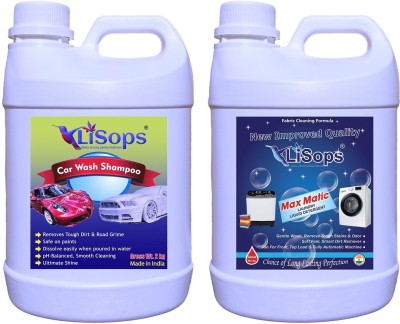 LiSops (Combo of 2) Car Shampoo(Gross wt.2kg) || Liquid Detergent(Gross wt.2kg) Car Washing Liquid(4000 ml)