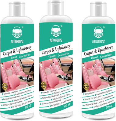 AUTOGROOMZ Carpet & Upholstery Foam and Sofa Cleaner Pack Of 3 Liquid Vehicle Glass Cleaner(1500 ml)