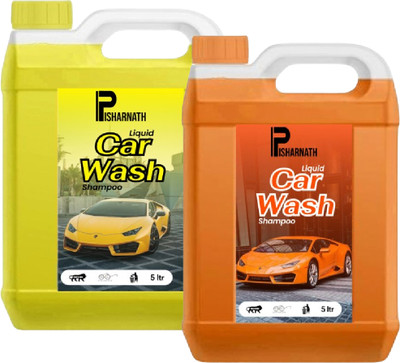 Pisharnath High Fuming Car Wash shampoo Yellow 5L & Orange 5L Car Washing Liquid(10000 ml)