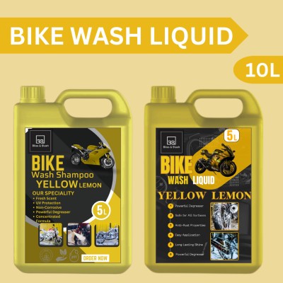 BLISS & BLUSH Bike Wash Shampoo 10Ltr With 2Pcs 400GSM Microfiber Cloth & Wash Mitt Car Washing Liquid(10000 ml)