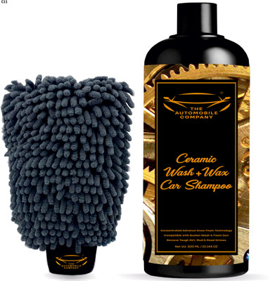 THE AUTOMOBILE COMPANY Ceramic Car Shampoo 300 ML with 1Shampoo Glove for Easy & Efficient Car Wash Car Washing Liquid(300 ml)