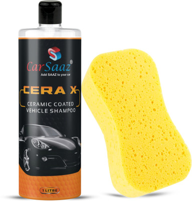 Carsaaz Cera X Bike & Car Shampoo 1L with Washing Sponge for Ceramic Coated Vehicles & Car Washing Liquid(1000 ml)