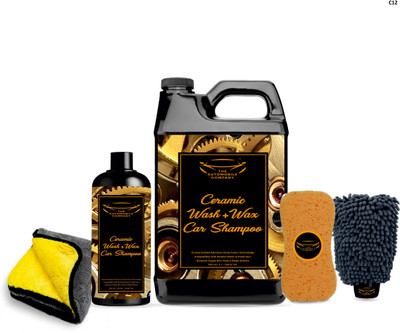 THE AUTOMOBILE COMPANY Ceramic Car Wash Shampoo 5Litre with 500ML Cloth Sponge & Glove for All Care Car Washing Liquid(5500 ml)