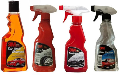 3M Car combo kit (Dashboard Dresser 250ml + Car Shampoo 250ml + Tyre Dresser 250ml + Glass Cleaner 250ml) Car Washing Liquid(1000 ml)