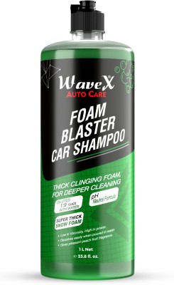 Wavex Foam Wash Car Shampoo Concentrate 1Ltr pH Neutral, Super Suds, Highly Effective on Dust and Grime Car Washing Liquid(1000 ml)