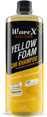 Wavex Colour Foam Car Shampoo 1ltr | Produces Thick Yellow Colour Foam Car Washing Liquid(1000 ml)