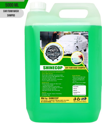 Shinecop Car Foam Wash Shampoo 5000ml (GREEN) | Deep Cleaning, pH Balanced, Safe Paints Car Washing Liquid(5000 ml)