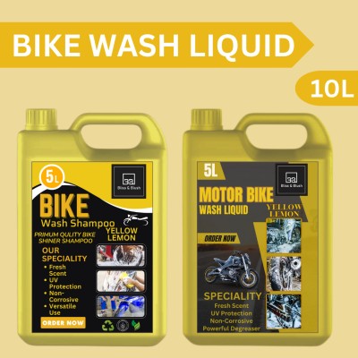BLISS & BLUSH Bike Wash Shampoo 10Ltr With 2Pcs 400GSM Microfiber Cloth & Wash Mitt Extra Car Washing Liquid(10000 ml)