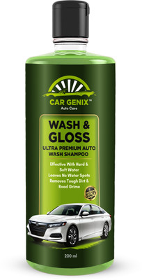 CarGenix Wash + Gloss Extra Glosy Foam Shampoo For Car And Bike Car Washing Liquid(200 ml)