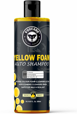 FOXCARE Yellow Colour Foam Car Shampoo | Produces Thick Yellow Colour Foam - 500ml Car Washing Liquid(500 ml)