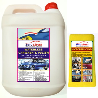 Auto Expert Waterless Car Wash & Polish with Microfiber Cloth Car Washing Liquid(5000 ml)