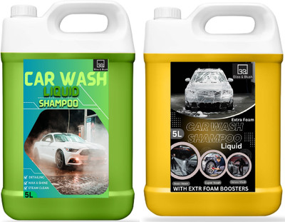 BLISS & BLUSH Car Washing Liquid Organic&Plant Base&Power Full Cleaning Power(5L Lemon&Neem5L) Car Washing Liquid(10000 ml)