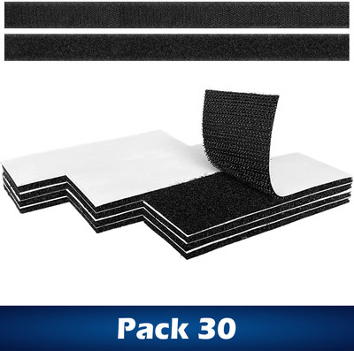 Wild Accessories Adhesive Hook & Loop Strips, Sticky Back Fasteners for Mounting, Hanging Items. Stick-on Velcro(Black)