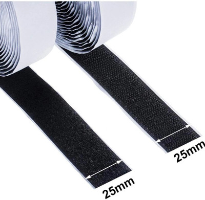 Welpro 25MM 10MTR SELF ADHESIVE TAPE FOR NEW SEWING CRAFT CLOTHES Sew-on Velcro(Black)