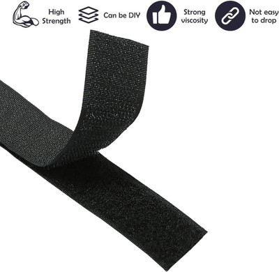 Welpro 100MM 25MTR NON ADHESIVE TAPE FOR NEW SEWING CRAFT CLOTHES Sew-on Velcro(Black)