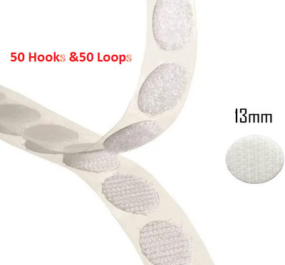 Little Twinkles self adhesive velcro Hook and Loop Dot Fasteners 50 set ,13mm Stick-on Velcro(White)