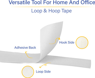 Welpro 50MM 5MTR SELF ADHESIVE TAPE FOR SEWING CRAFT CLOTHES Sew-on Velcro(White)