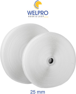 Welpro 25mm x 5MTE meter non-adhesive hook and loop tape sewing, crafts Sew-on Velcro(White)
