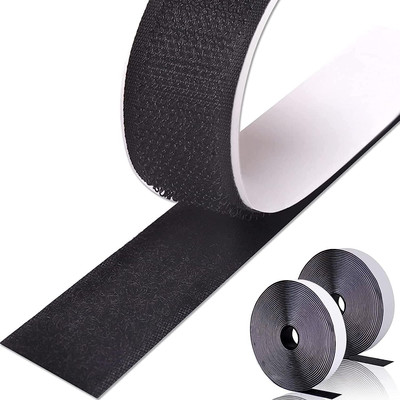 Honch Hook & Loop Tape,Self Adhesive Heavy Duty Hook Loop Strip Mounting Tape25Mx50MM Stick-on Velcro(Black)