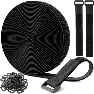skyunion Multipurpose Hook And Loop Straps Size 5M 25 Buckle Stick-on Velcro(Black)
