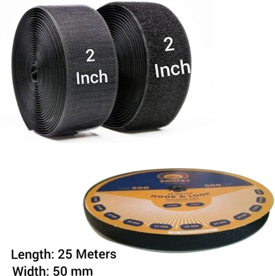 nts High-Performance 2-inch Velcro Tape – The Ultimate Fastening Solution(25 Meters) Sew-on Velcro(Black)