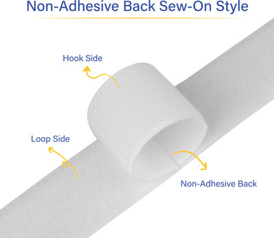 Welpro 50MM 25MTR NON ADHESIVE TAPE FOR SEWING CRAFT CLOTHES Sew-on Velcro(White)