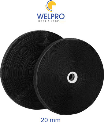 Welpro 20MM 2MTR NON ADHESIVE TAPE FOR SEWING CRAFT CLOTHES Sew-on Velcro(Black)