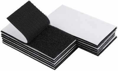 SHOPOGENIX 5cmx10cm Hook Loop Tape - 15 Sets - Strong Back Adhesive Fasten Mounting Tape Stick-on Velcro(Black)