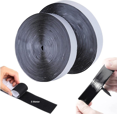 LAKSHMINARAYAN SALES 5 Metersx25 mm SelfAdhesive Hook and Loop Tape Fastener Roll for Indoor/Outdoor Stick-on Velcro(Black)