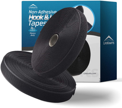 Lifekrafts Hook and Loop Tape Roll Strips Stick-On Velcro (Black), Non Adhesive Hook and Non Adhesive Loop , Use Tailoring Machine for Sewing Purpose, (5M*25mm Hook & Loop Tape) Sew-on Velcro(Black) Lifekrafts Hook and Loop Tape Roll Strips Stick-On Velcro (Black), Non Adhesive Hook and Non Adhesive Loop , Use Tailoring Machine for Sewing Purpose, (5M*25mm Hook & Loop Tape) Sew-on Velcro(Black)
