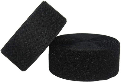 PRANSUNITA 2 Inch Width Sew on Hook and Loop Tape, Non-Adhesive Sticky Back Nylon Fabric Fastener Interlocking Tape for Sewing Crafts DIY, Clothes, Shoes (Black,5 MTS) Sew-on Velcro(Black)