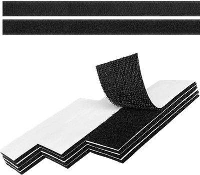 Wild Accessories Adhesive Hook & Loop Strips, Sticky Back Fasteners for Mounting, Hanging Items.. Stick-on Velcro(Black)