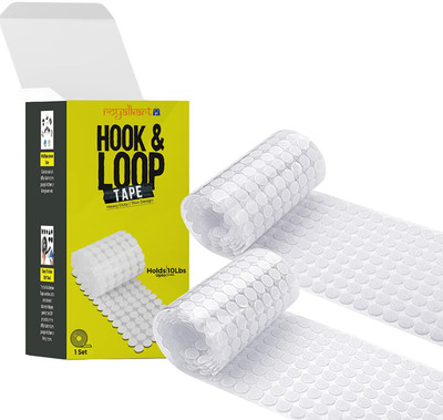 Royalkart White Round Self Adhesive Dots Coin Straps Self Adhestive Hook and Loop Strips with Waterproof Sticky Glue Fastener 200 set, 18 mm (3/4 inch) Sew-on Velcro(White)