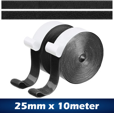 Wild Accessories Self-Adhesive Hook and Loop Tape Roll, Perfect for DIY Home, Office, School more Stick-on Velcro(Black)