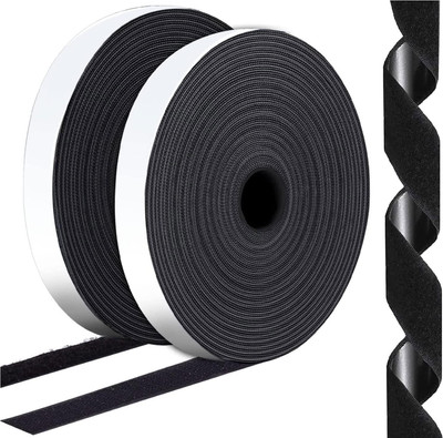 Aryan Utsav Self-Adhesive Hook and Loop Tape, Perfect for DIY, Home, Office, School and more Stick-on Velcro(Black)