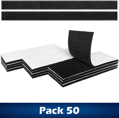 Wild Accessories Adhesive Hook & Loop Strips, Sticky Back Fasteners for Mounting, Hanging Items. Stick-on Velcro(Black)