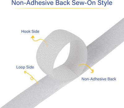 Welpro 20MM 5MTR NON ADHESIVE TAPE FOR SEWING CRAFT CLOTHES Sew-on Velcro(White)