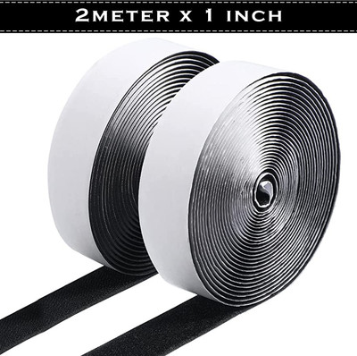 Aryan Utsav Self-Adhesive Hook and Loop Tape Roll, Sticky Back | Both Indoor and Outdoor Use Stick-on Velcro(Black)