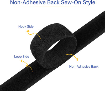 Welpro 25MM 5MTR NON ADHESIVE TAPE FOR SEWING CRAFT CLOTHES Sew-on Velcro(Black)