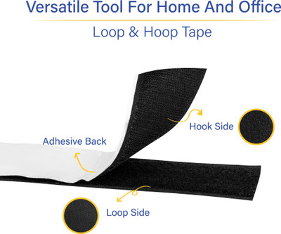 Welpro 50MM 2MTR SELF ADHESIVE TAPE FOR SEWING CRAFT CLOTHES Sew-on Velcro(Black)