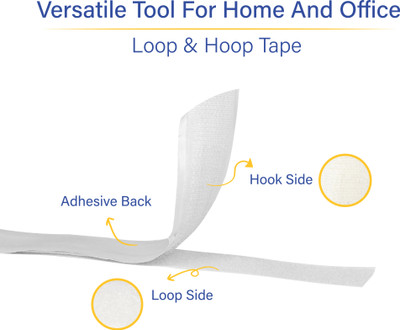 Welpro 20MM 2MTR SELF ADHESIVE TAPE FOR SEWING CRAFT CLOTHES Sew-on Velcro(White)