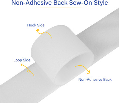 Welpro 100MM 2MTR NON ADHESIVE TAPE FOR SEWING CRAFT CLOTHES Sew-on Velcro(White)