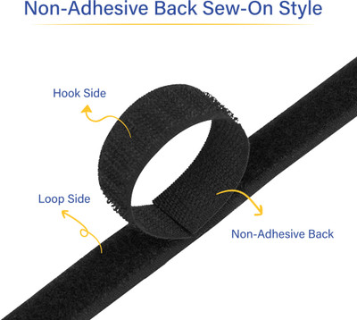 Welpro 20MM 5MTR NON ADHESIVE TAPE FOR SEWING CRAFT CLOTHES Sew-on Velcro(Black)